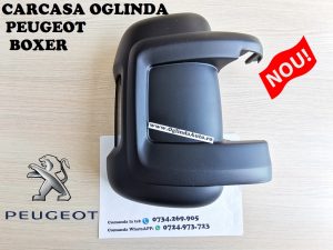 Capac carcasa oglinda Peugeot Boxer dreapta spate neagra partea pasagerului cu locas pentru semnalizare an fabrica tie 2006, 2007, 2008, 2009, 2010, 2011, 2012, 2013, 2014, 2015, 2017, 2018, 2019 si 2020.