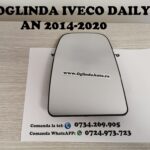 Geam sticla oglinda mare partea de sus dreapta pasager cu incalzire pentru Iveco Daily 6 VI modelul nou cu semnal lungit pe carcasa fabricat in anul 2014, 2015, 2016, 2017, 2018, 2019 si 2020.