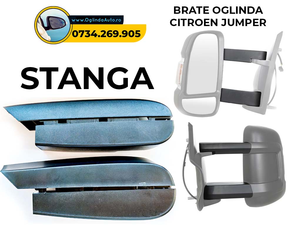 Carcasa brat lung oglinda Citroen Jumper neagra - imagine 2